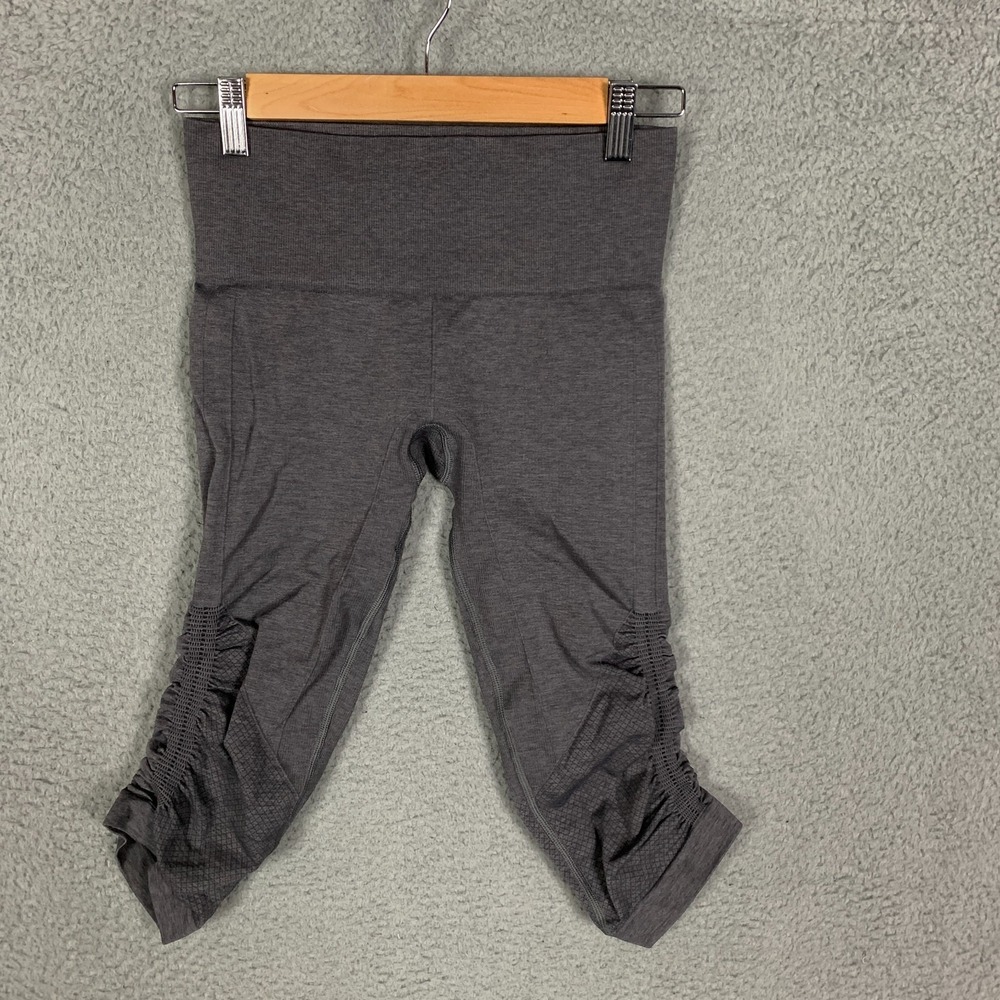Lululemon Zone In Crop Legging Women's Size 4 Gray Side Ruched Stretch Yoga